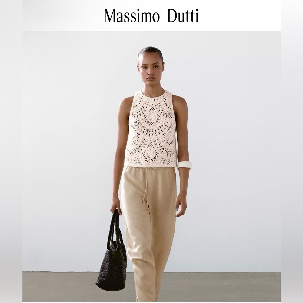 Massimo Dutti Cream Crochet Sleeveless Top NWT - Picture 10 of 10